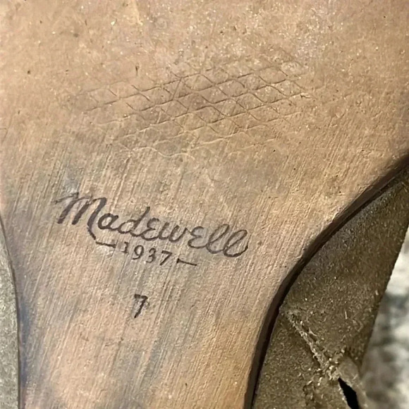 MADEWELL Billie Suede Leather Zip Up Ankle Boots Taupe Tan Heel Booties Womens 7 - Picture 13 of 13